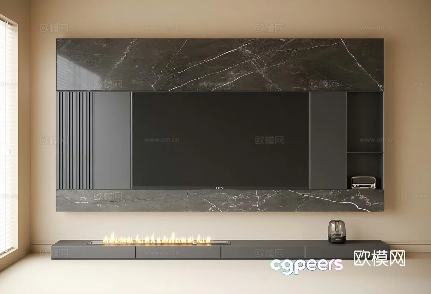 Modern TV background wall TV cabinet TV wall 3d model