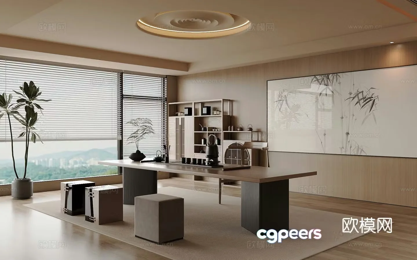 Tea room new Chinese style tea cabinet tea table decorative 3D model