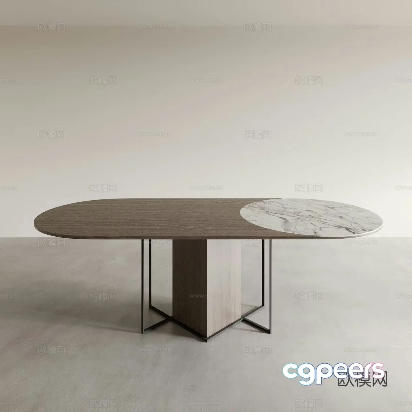 Oval dining table solid wood dining table 3d model