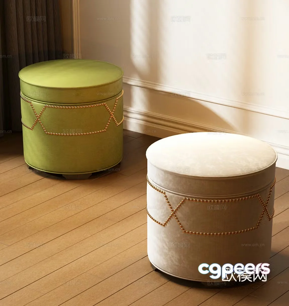 American pouf American makeup stool American stool 3D model