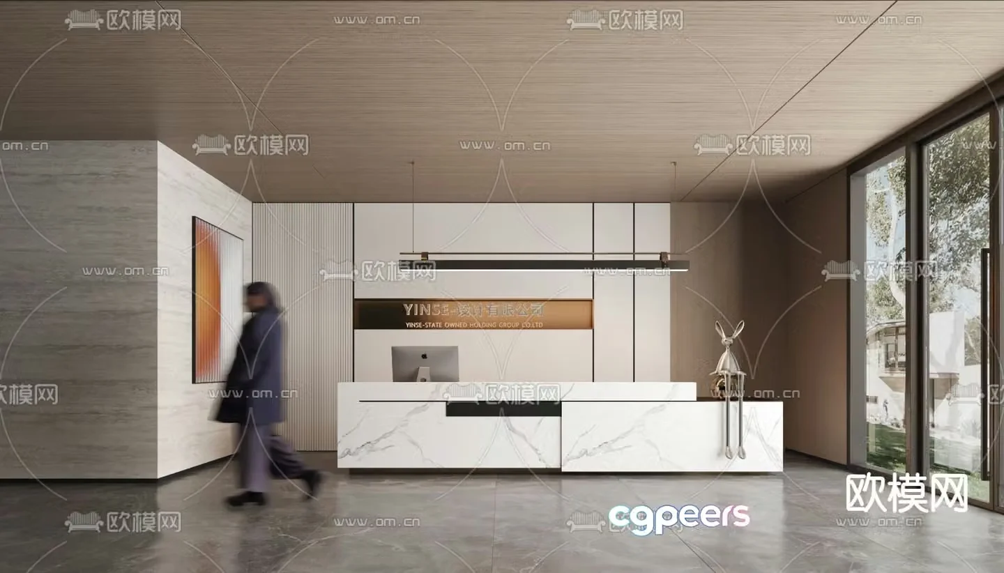 Modern company front desk reception desk 3d model