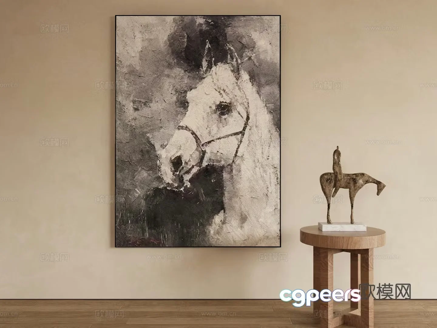 Modern oil painting texture painting decorative painting 3D model