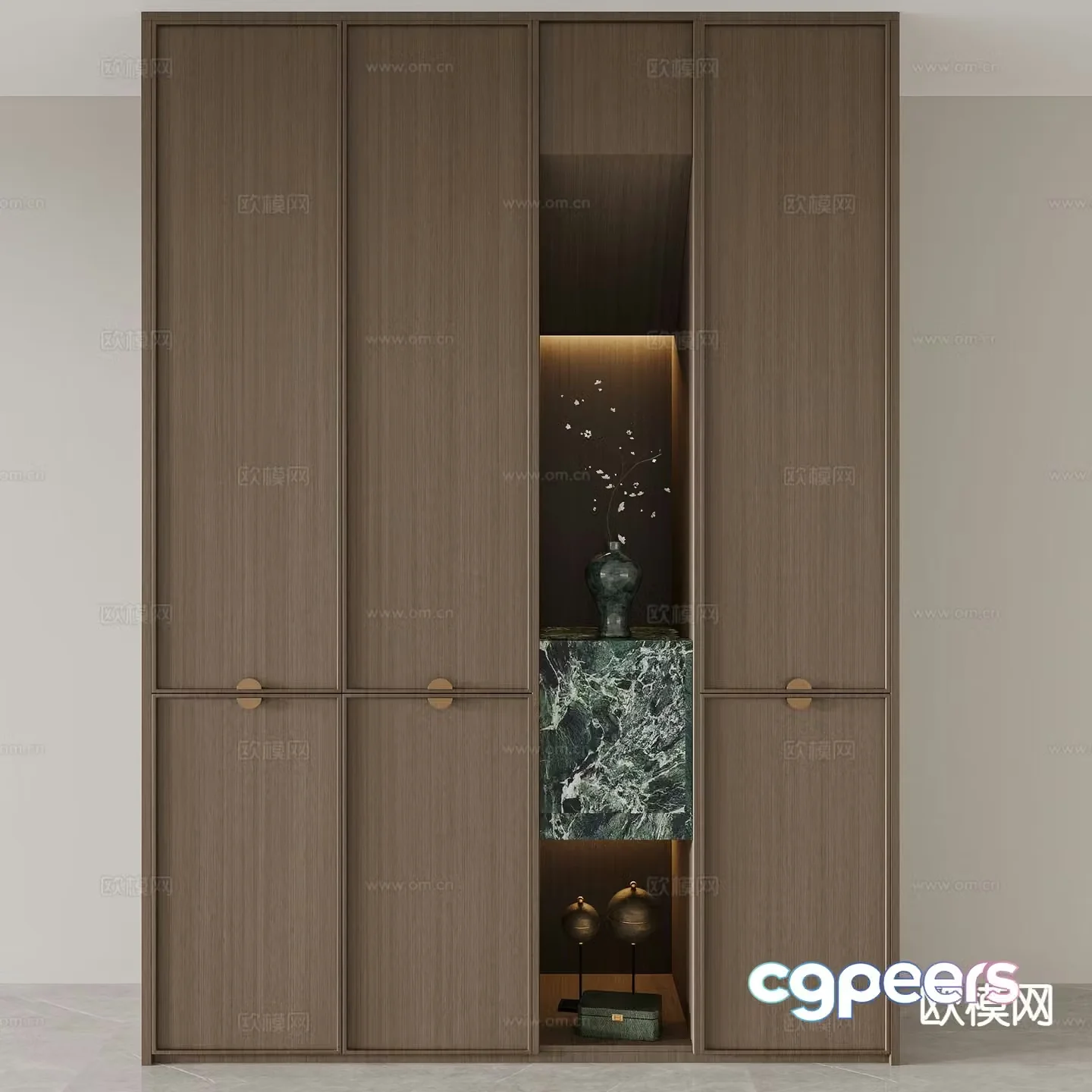 New Chinese style shoe cabinet 3D model of the entrance shoe cabinet