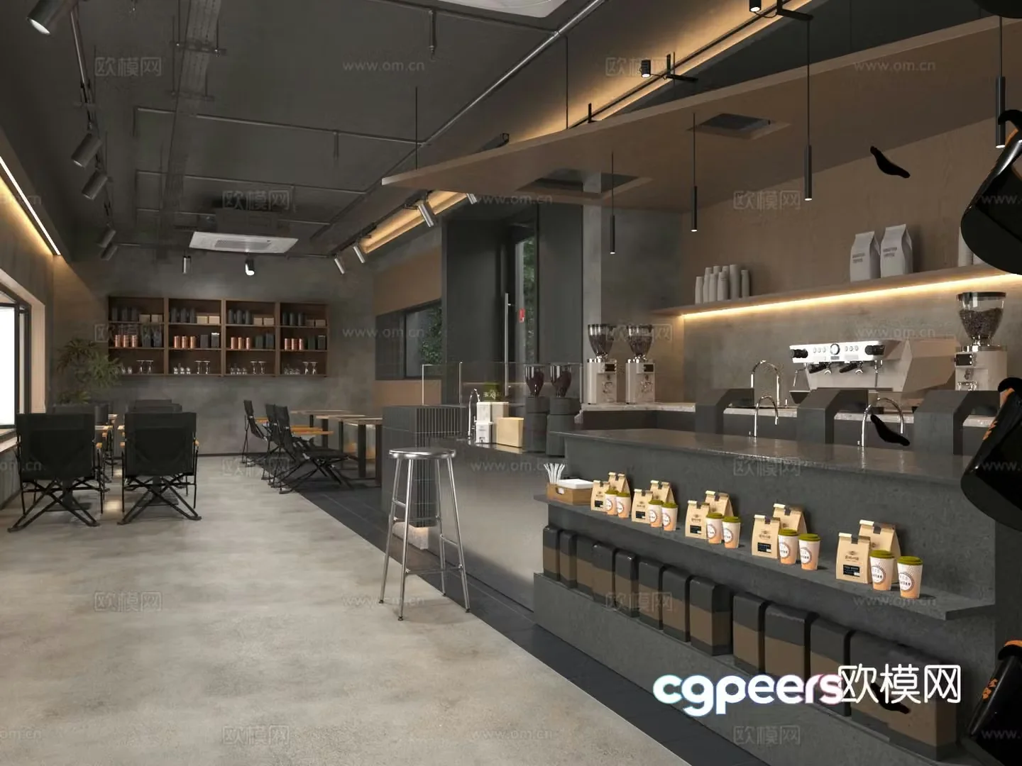 Industrial style cafe 3d model