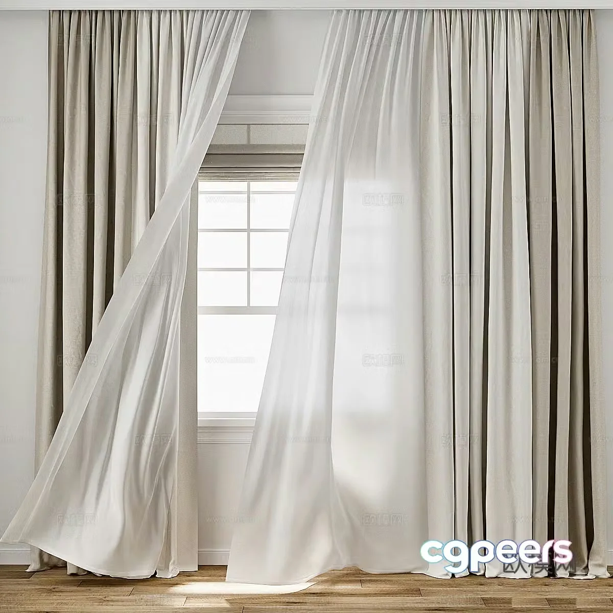 New Chinese style fabric curtain 3D model