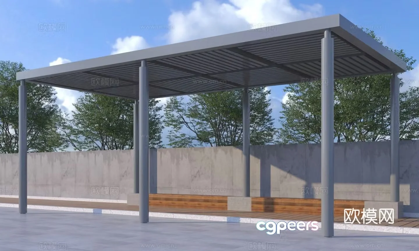 Modern landscape corridor frame 3d model
