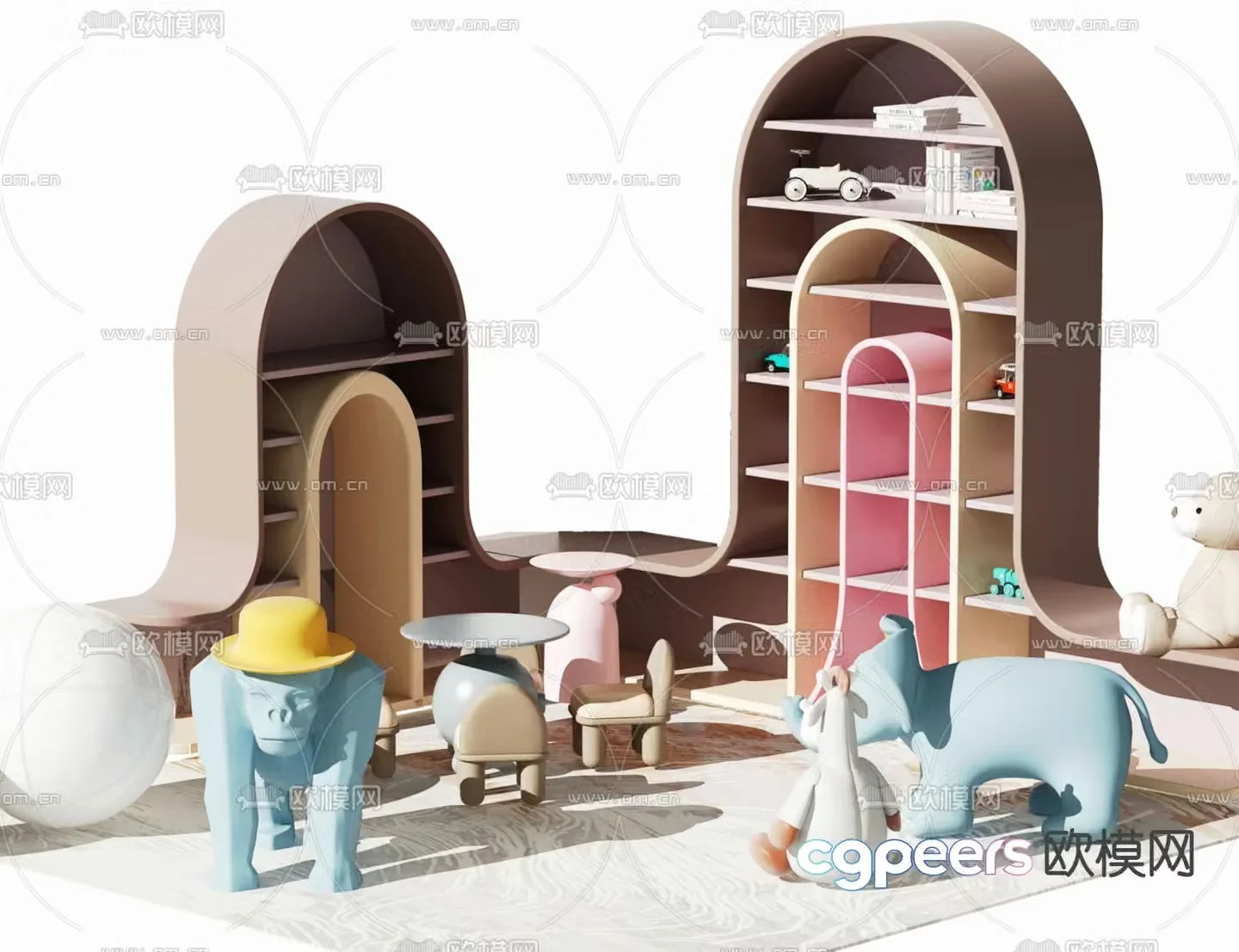 Modern children’s toy decorative cabinet 3d model