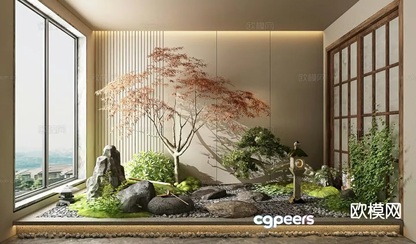 Japanese style landscaping 3d model