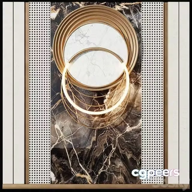 3ds Max Free – Wall decor 3 (Composition on the wall with panels and marble slab)