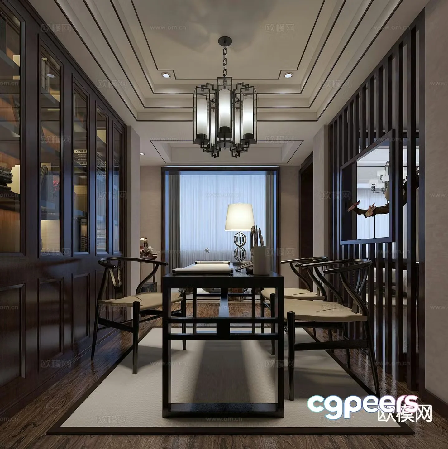 New Chinese style study 3D model