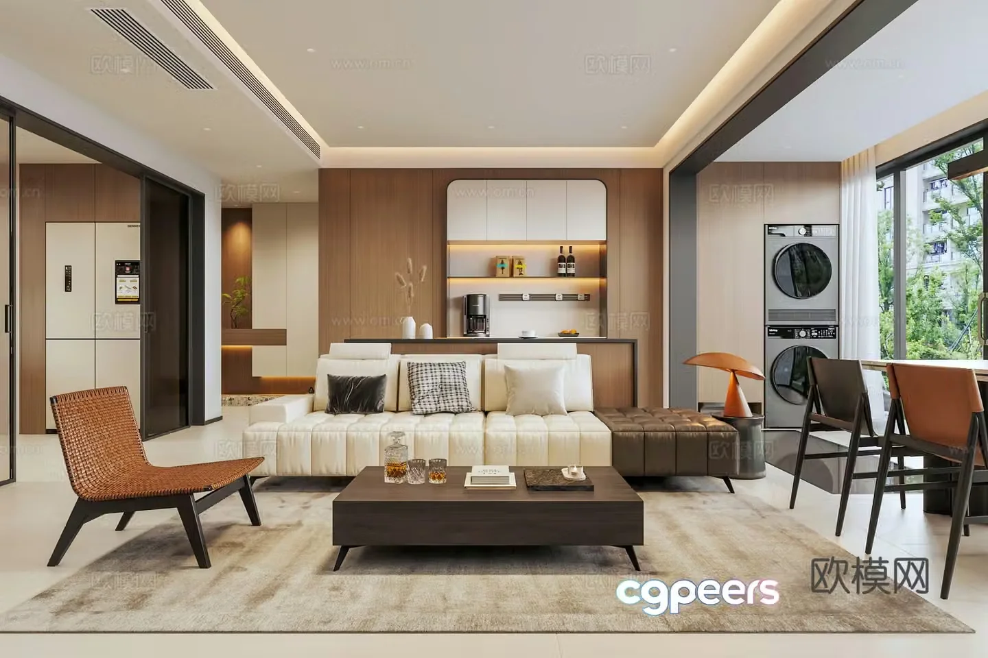 Italian light luxury home living room 3D model