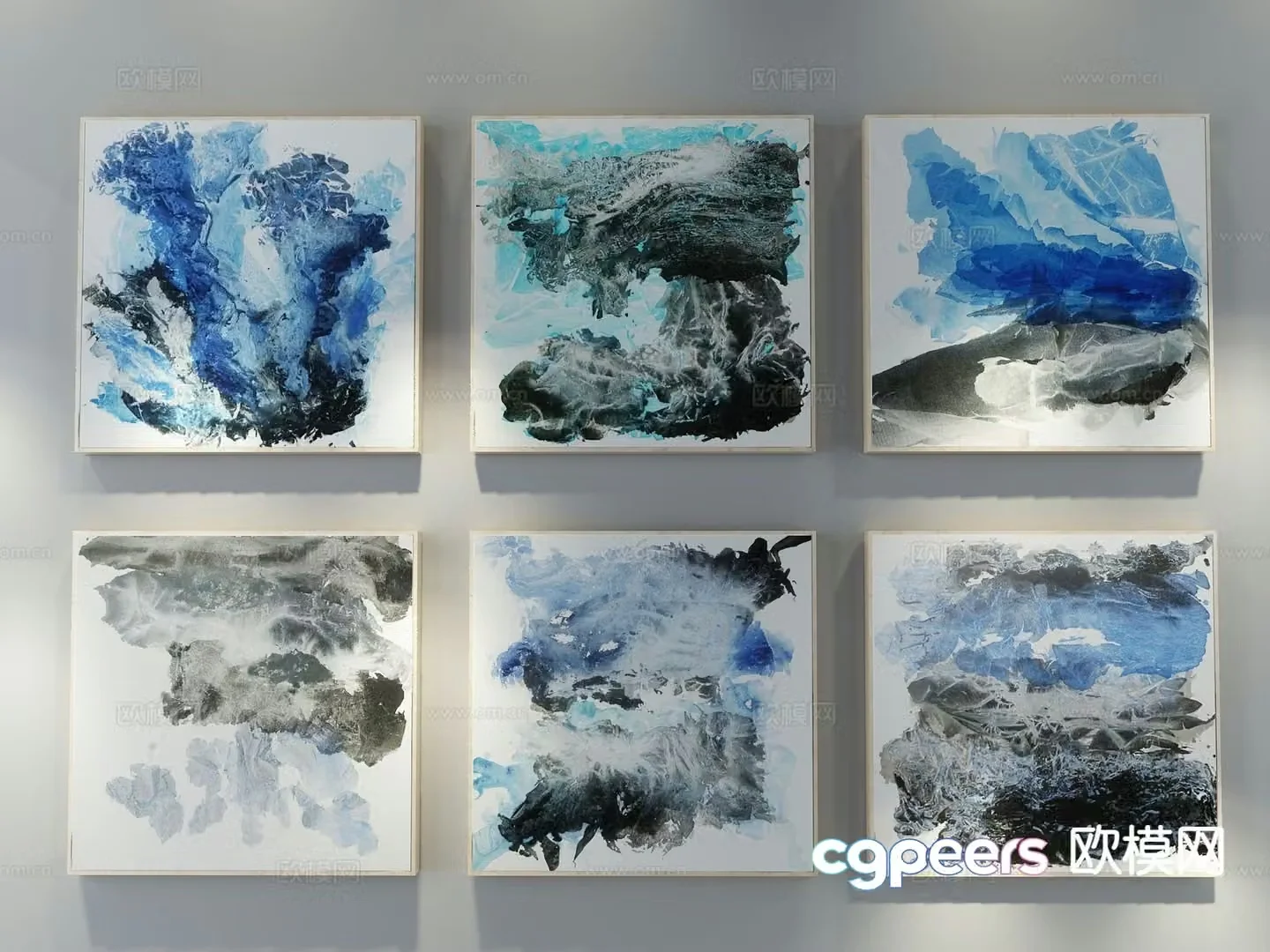 New Chinese style ink painting decorative painting 3D model