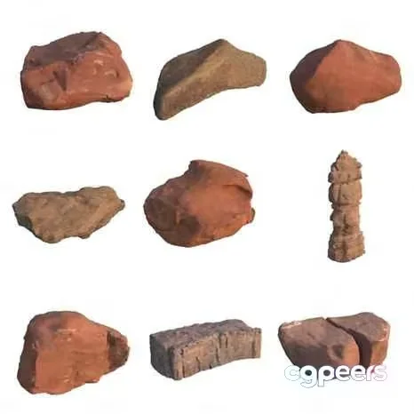 Rough Red Rocks 3D Model – 17644 – VRAY Render