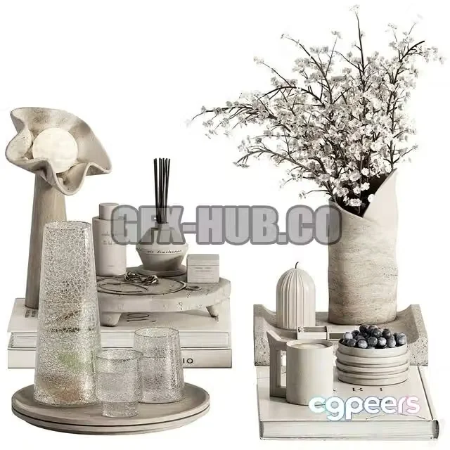 3ds Max Free – decorative set 12 (light, gold accessories)