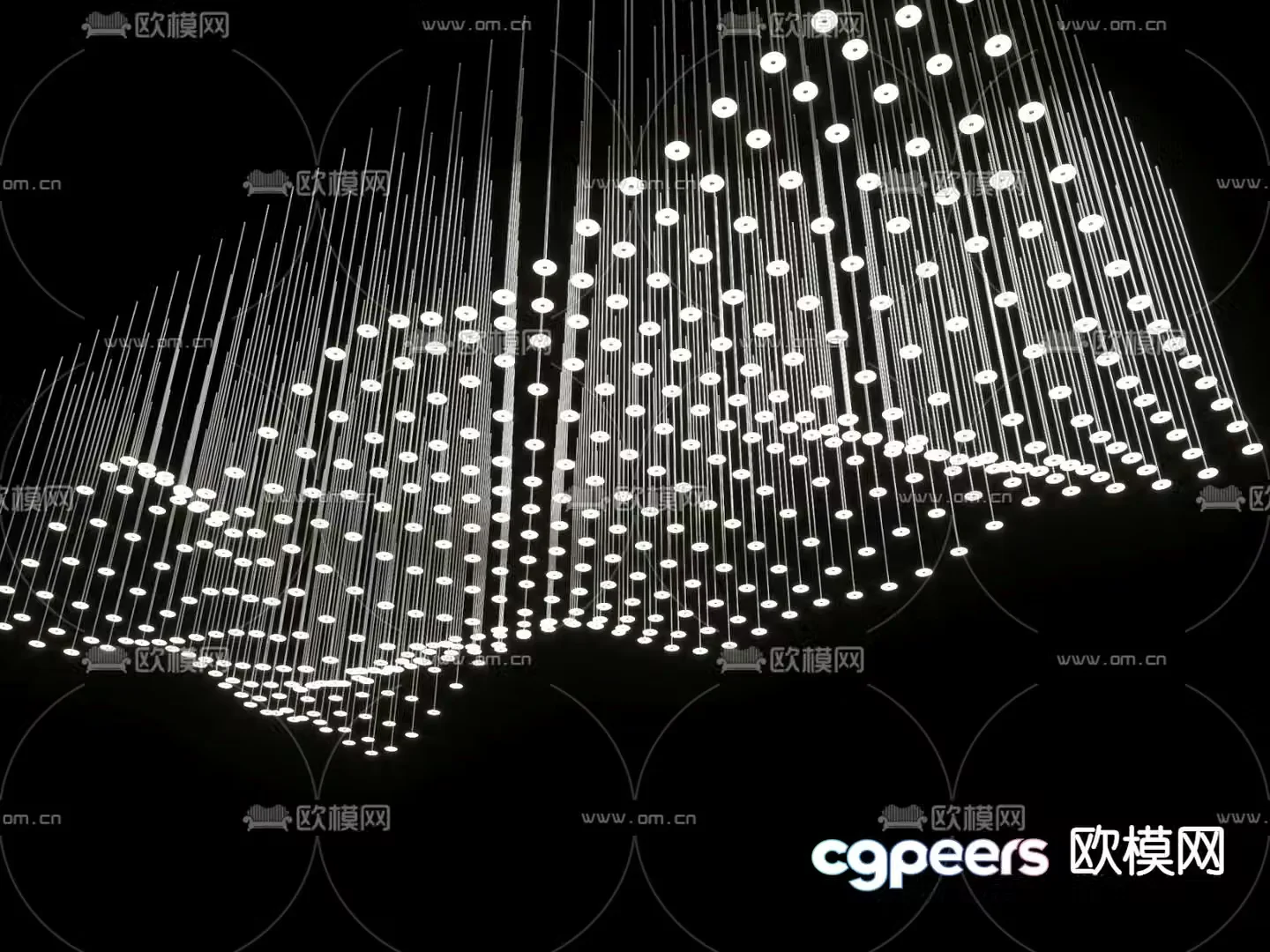 Fiber chandelier wave chandelier lobby chandelier 3d model