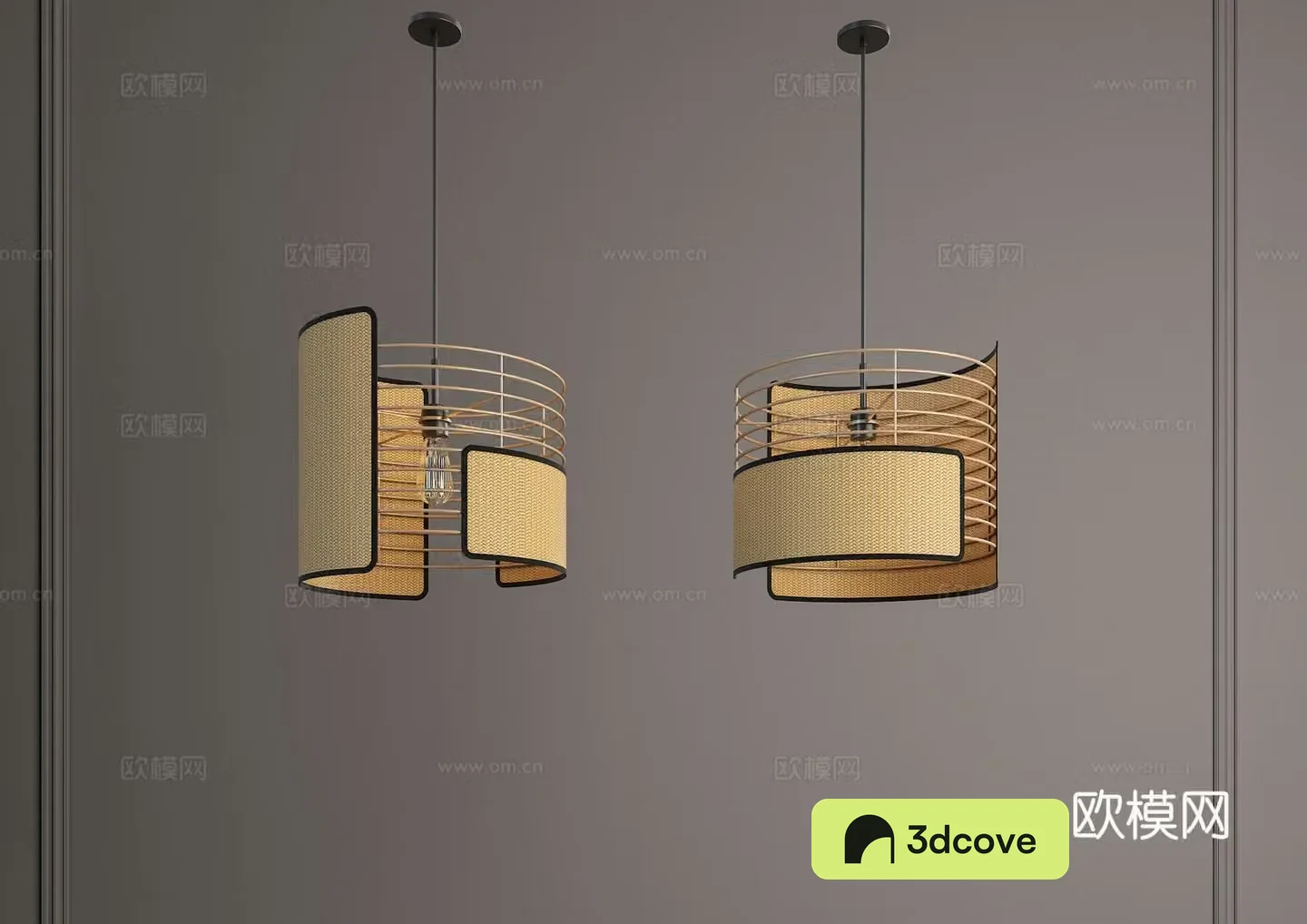 Wasabi Chandelier New Chinese Chandelier Rattan Chandelier Restaurant Chandelier Tea Room Chandelier Decorative Chandelier 3D Model