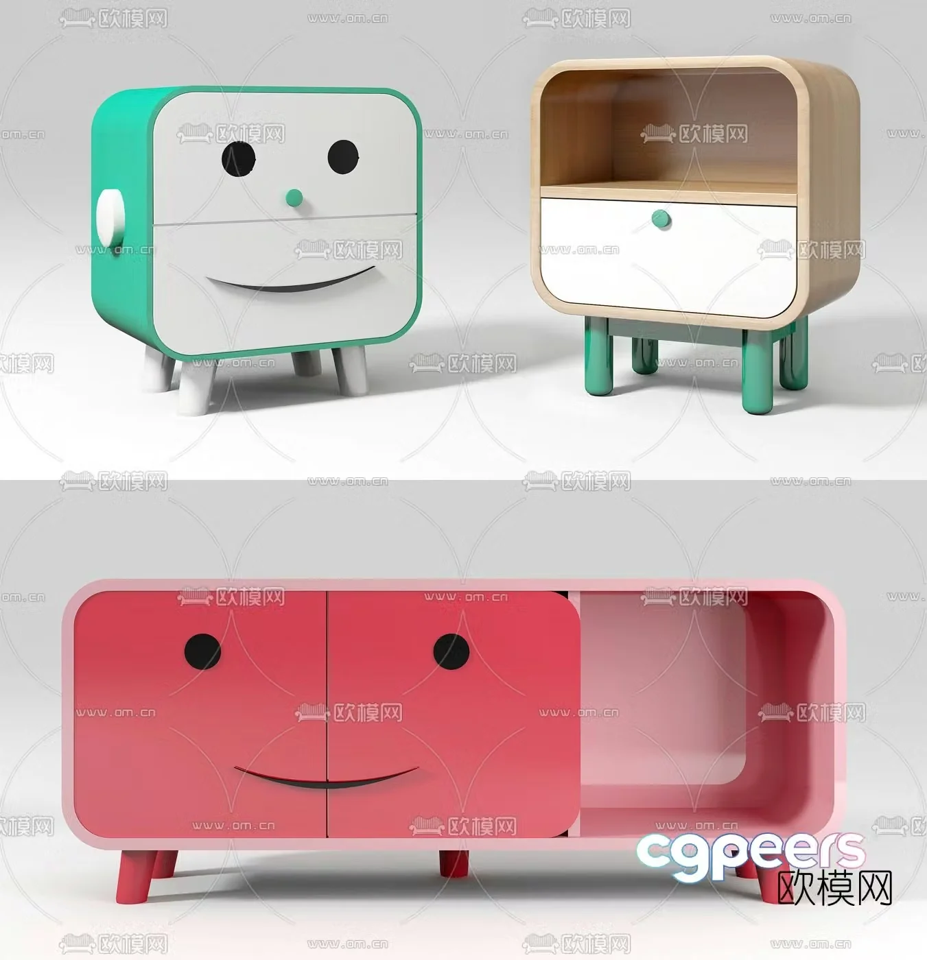 Nordic cartoon children’s cabinet 3d model