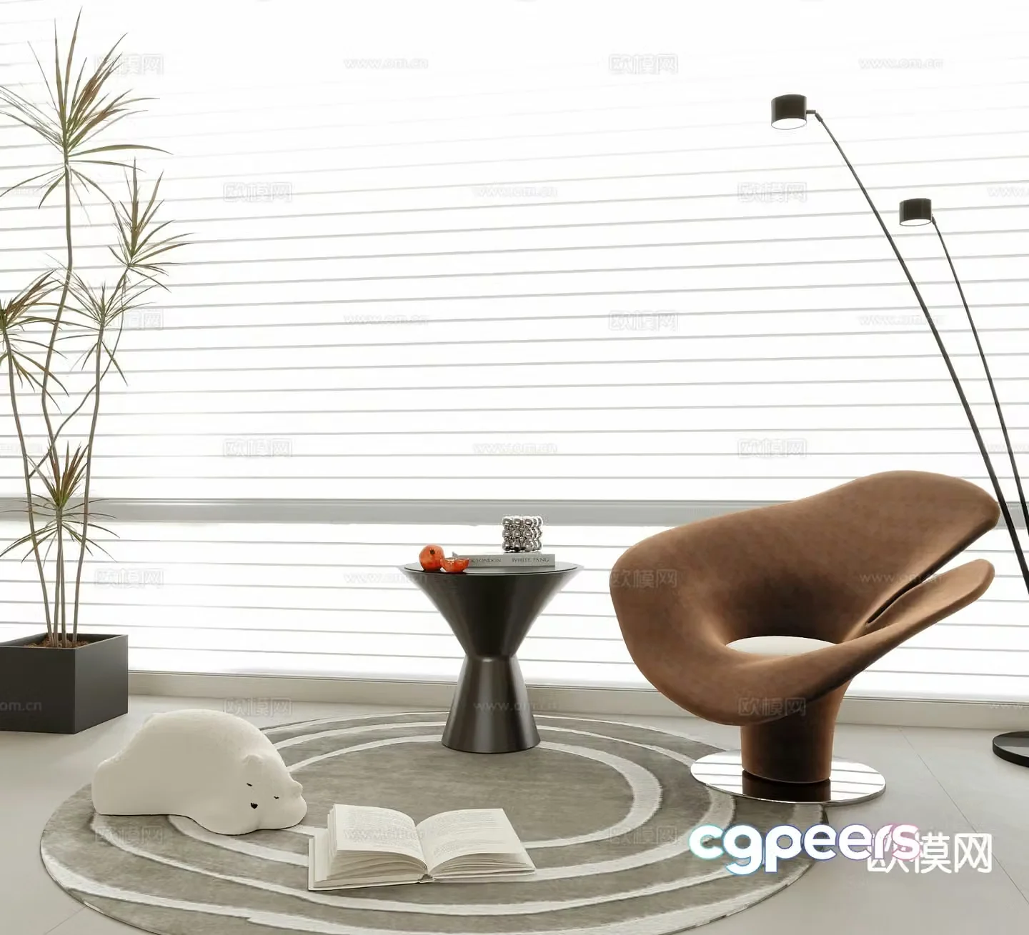 Modern leisure chair single chair single sofa chair 3d model