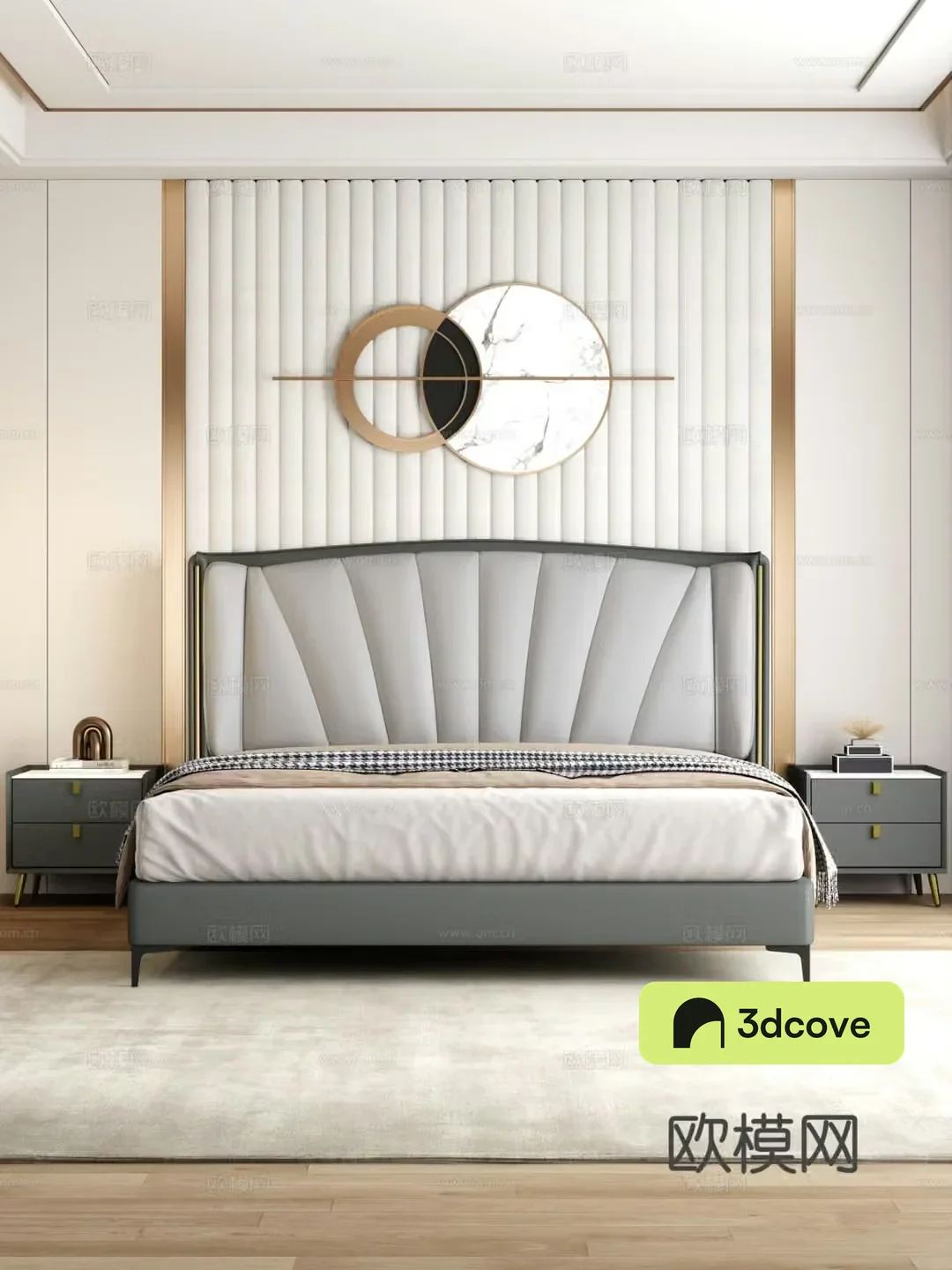 Light luxury bedroom bedside double bed bedside table