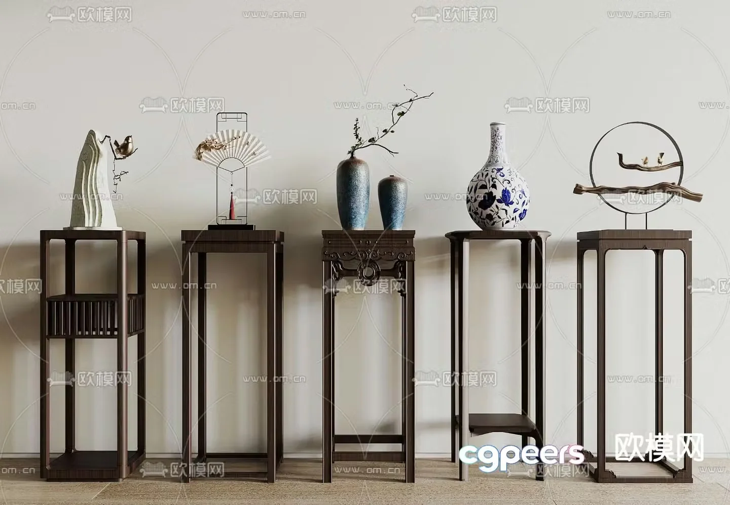 New Chinese style flower table ornaments 3d model