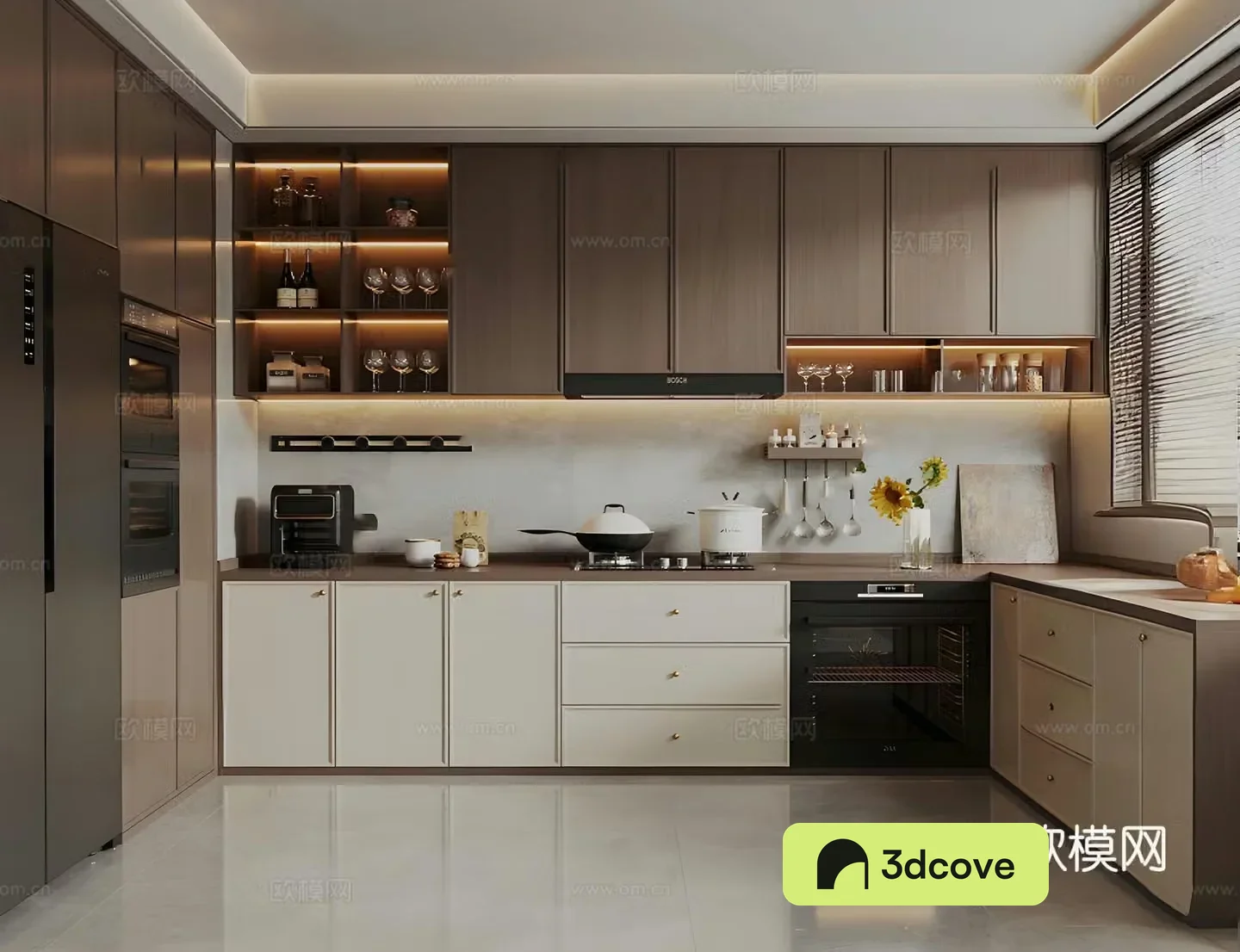 Middle style kitchen 3d model