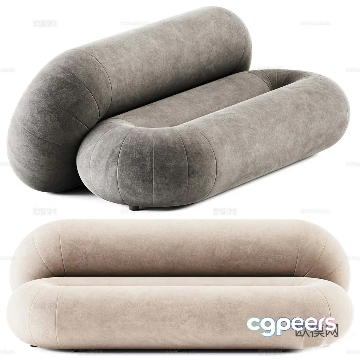 Modern Cream Style Sancal Loop Casual Sofa 3D Model