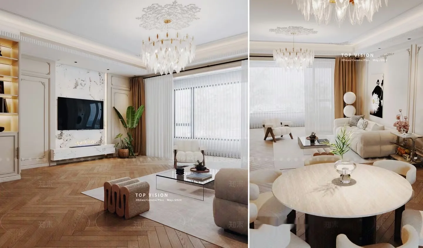 Modern Living Room 3D Model – 12458 – VRAY Render