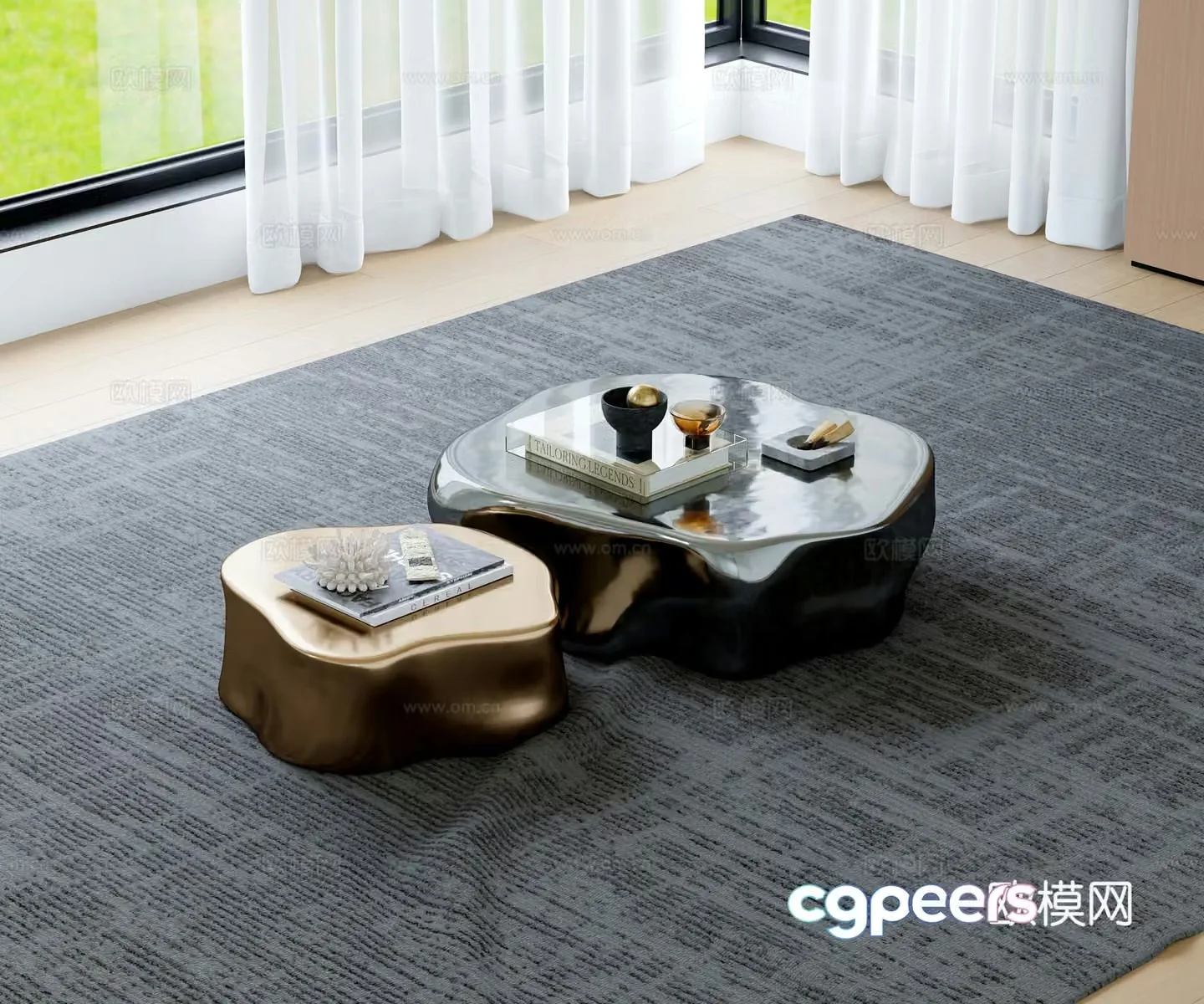 Modern double coffee table special shaped coffee table 3d model