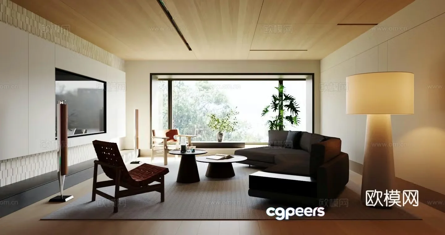 Log living room 3d model