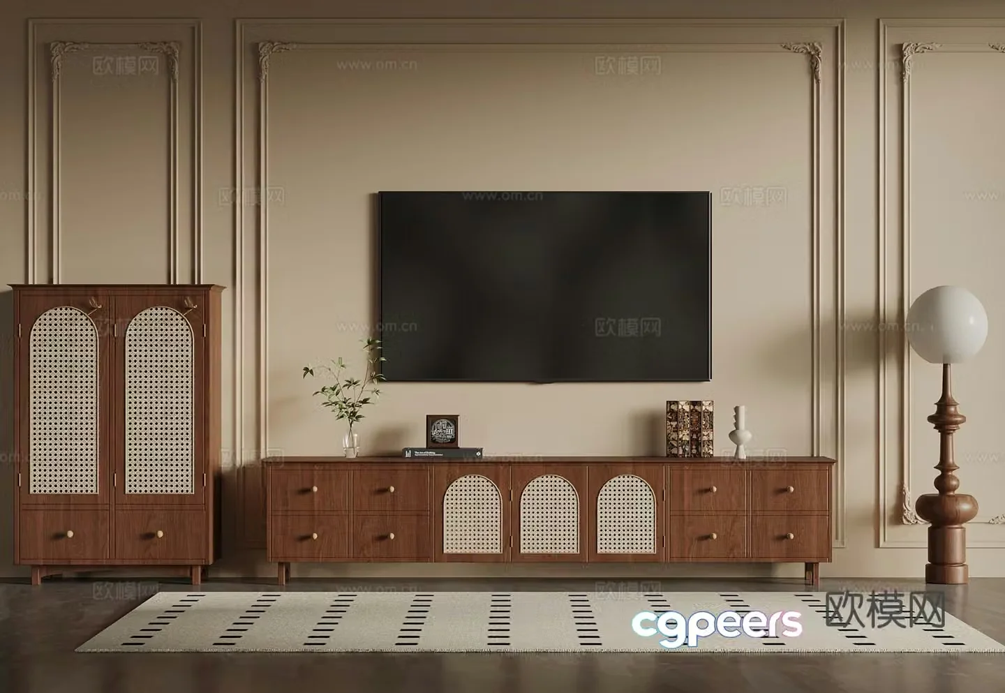 French medieval style TV cabinet 3D model
