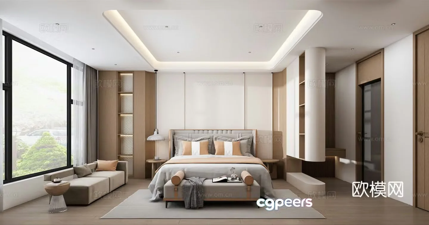 Modern light luxury bedroom 3d model