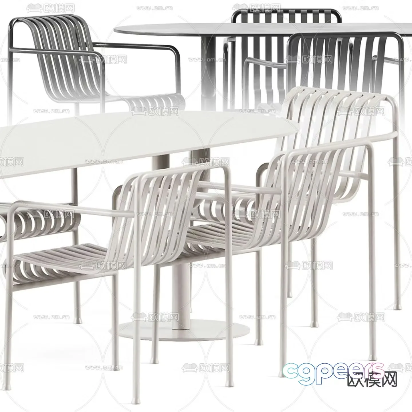 Outdoor table and chairs Wrought iron table and chair 3d model