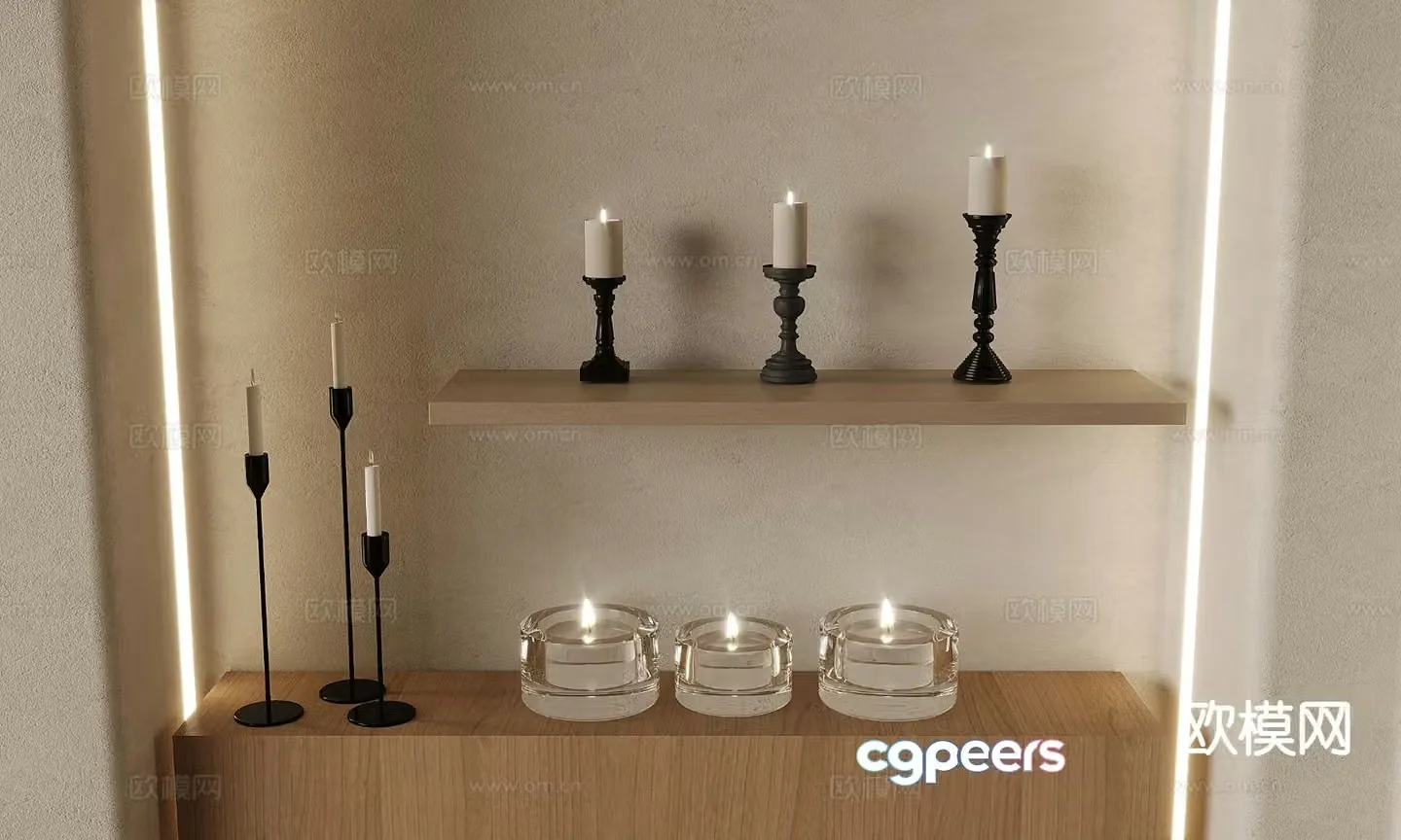 European candlestick lamp glass candle 3d model