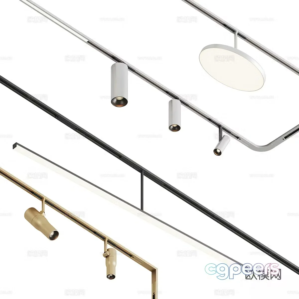 Modern light luxury magnetic track light 3D model