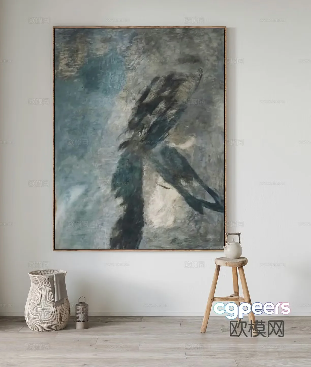 Modern hanging paintings decorative paintings stools ornaments 3d model