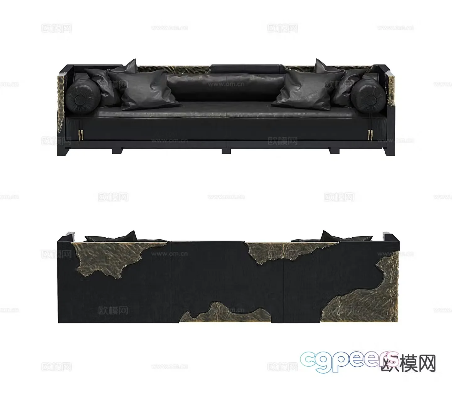 Modern multi-seater sofa leather sofa 3d model