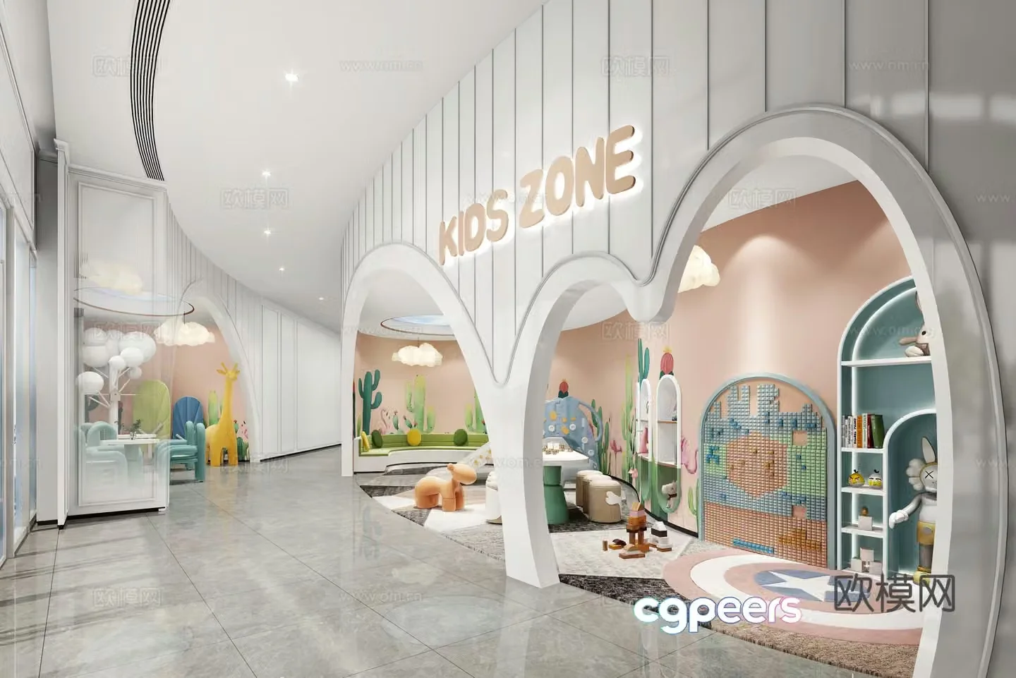 French style children’s entertainment area 3d model