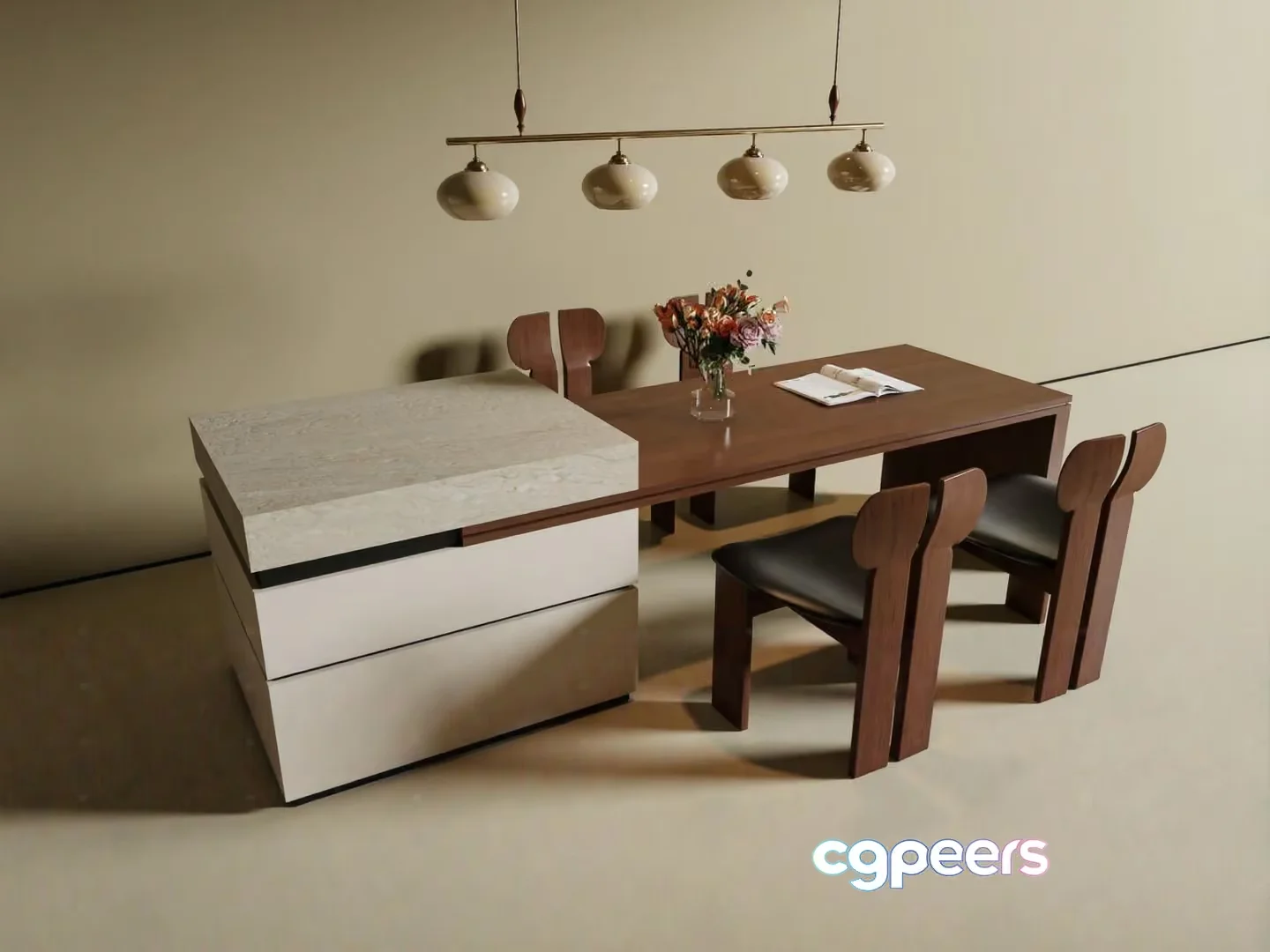 Modern Dining Room 3D Model – 1444 – VRAY Render