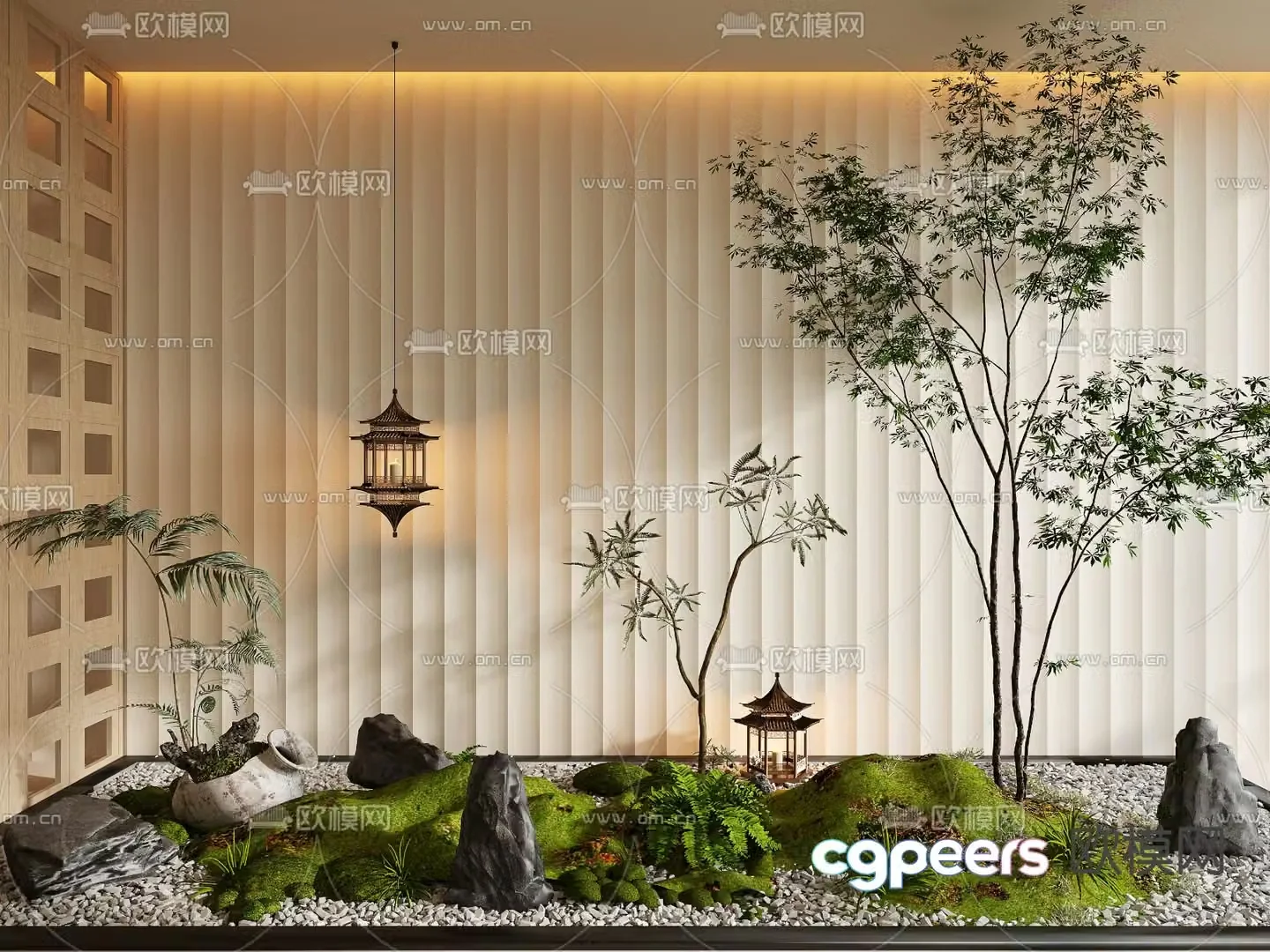 Modern interior landscaping 3d model