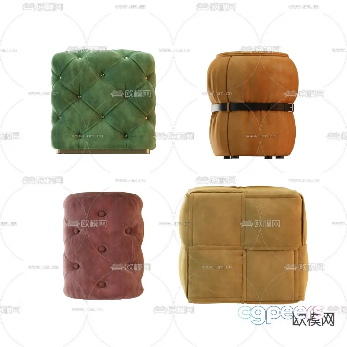 Modern upholstered sofa stool small stool 3d model