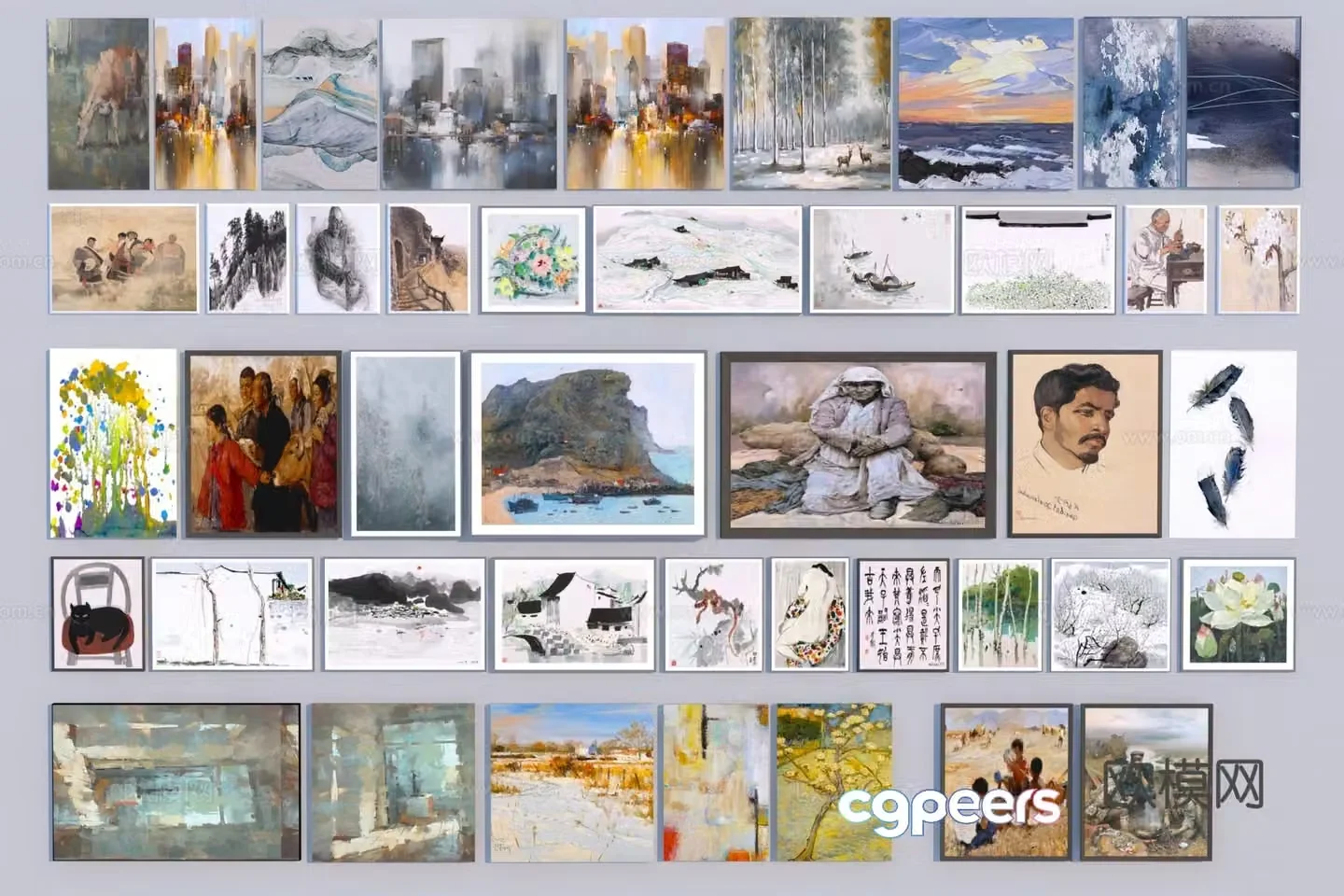 Modern hanging painting decorative painting 3d model
