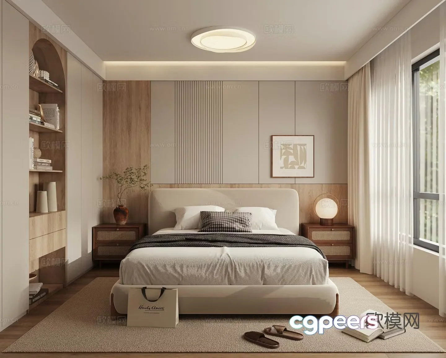 Modern medieval bedroom Wasabi style bedroom Double bed nightstand 3D model