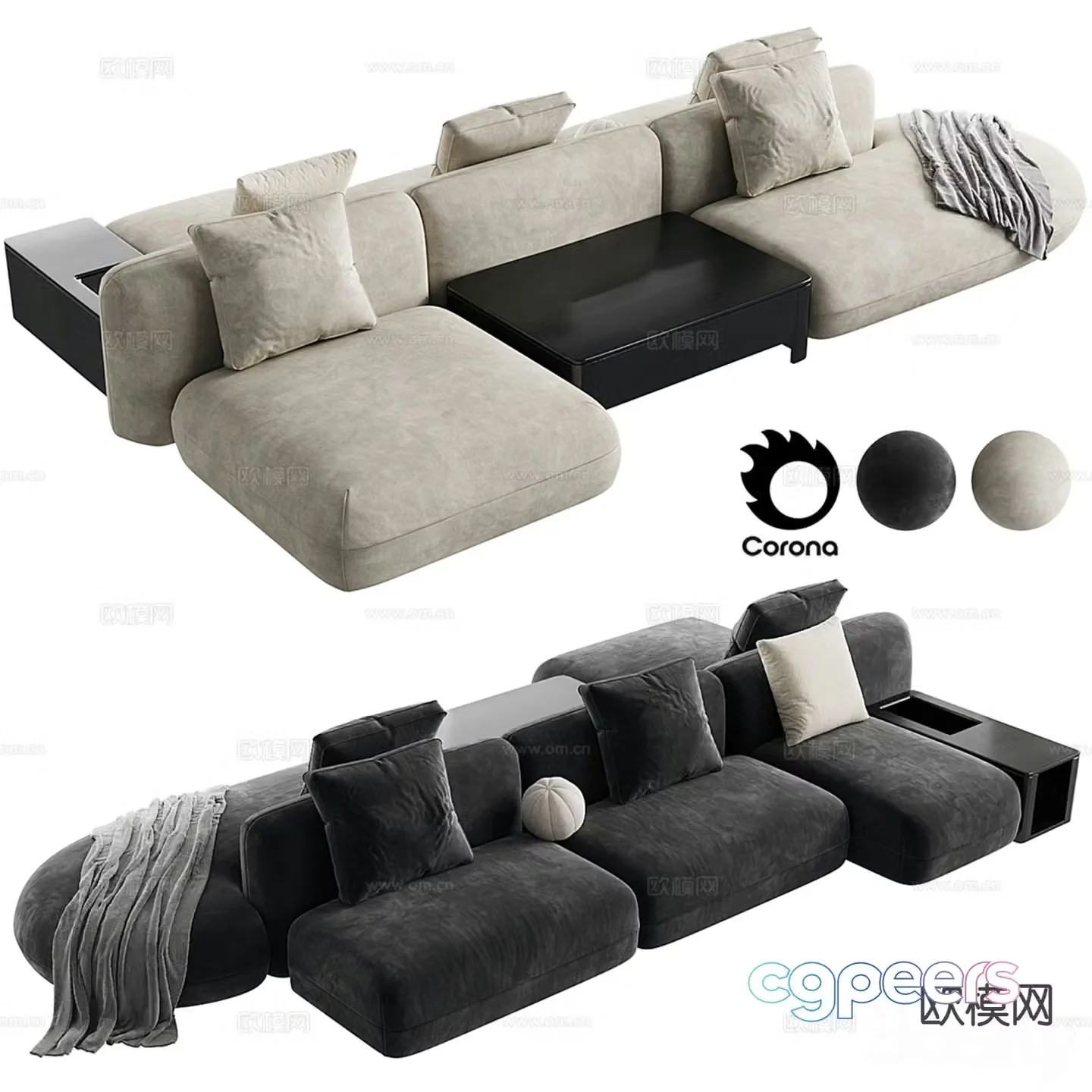 Modern backrest sofa multi-person sofa leisure sofa 3d model
