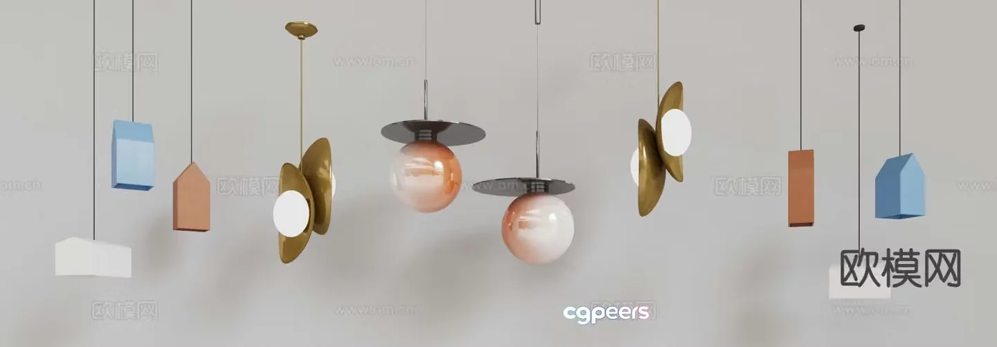 Gradient metal chandelier small chandelier 3d model