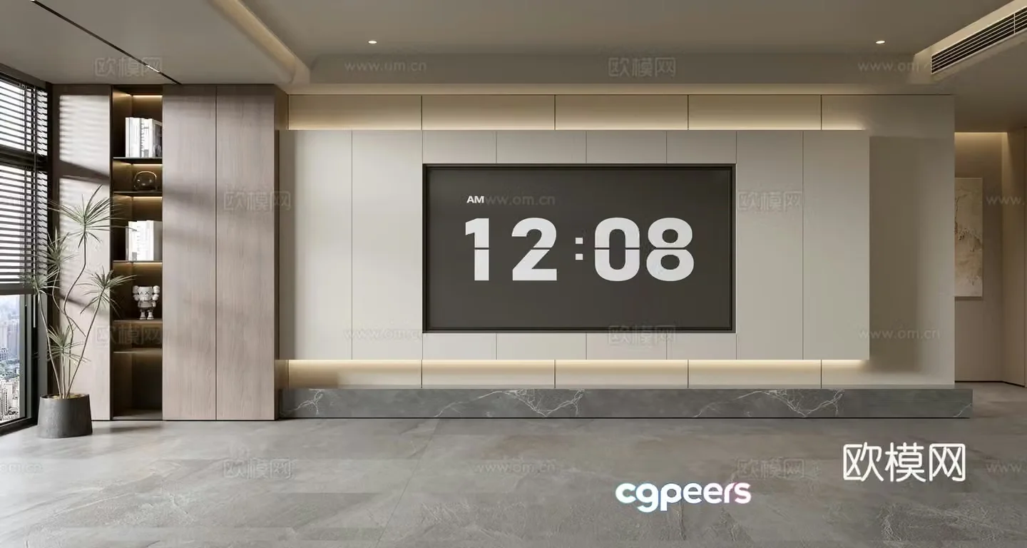 Modern simple living room light luxury TV background wall TV set full wall TV cabinet TV cabinet combination 3D model