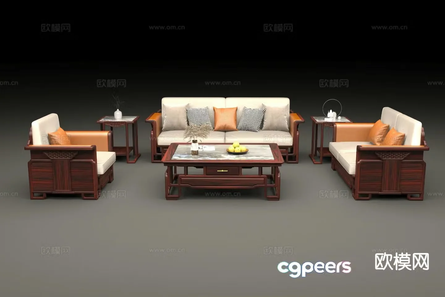 New Chinese style sofa modular sofa 3d model
