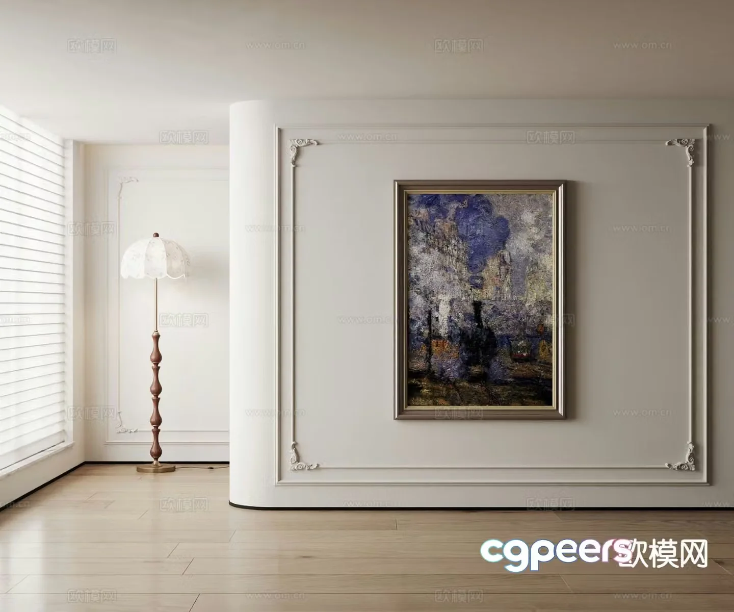 American decorative painting retro oil painting 3d model