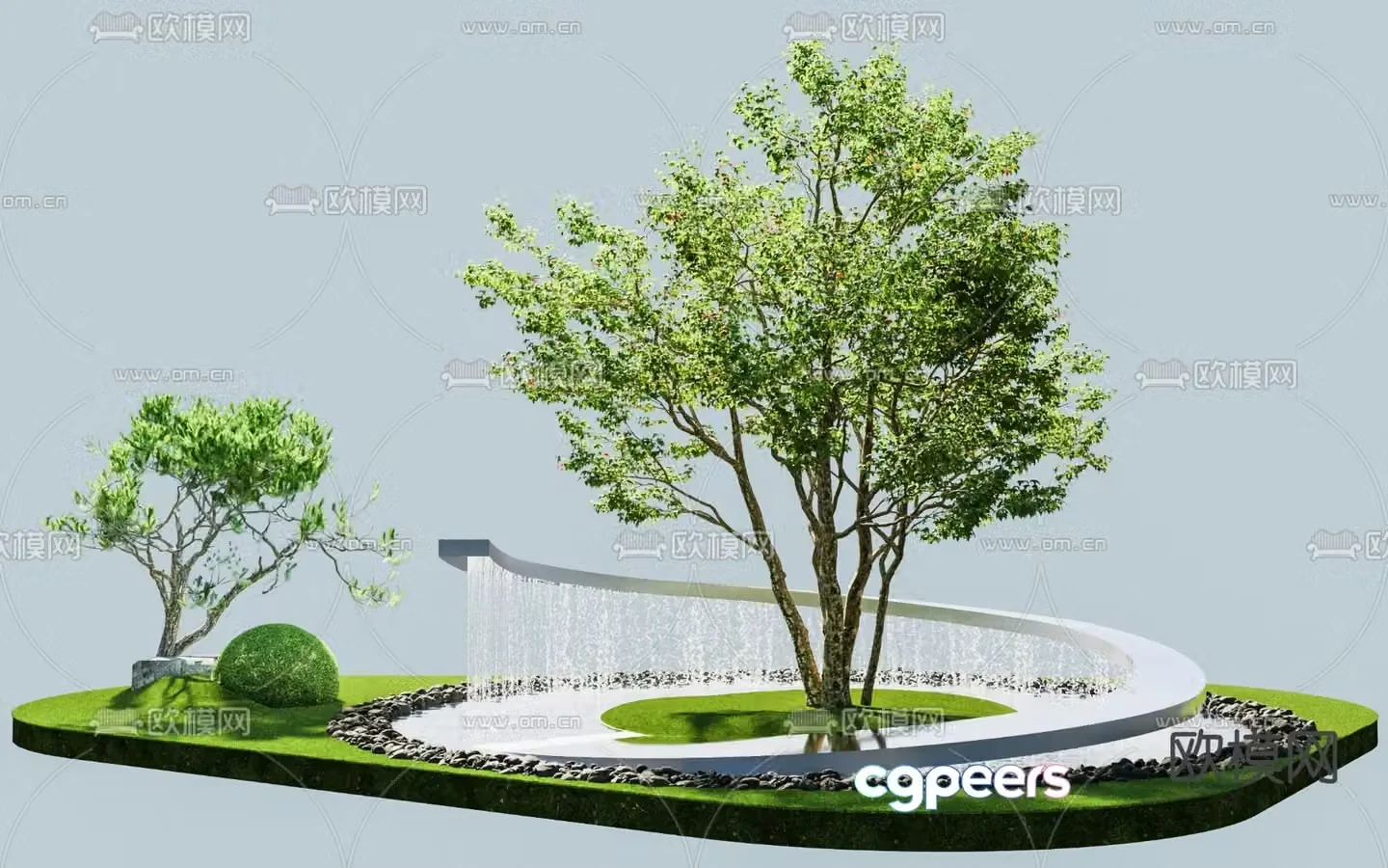 Water curtain landscape overlapping water landscaping 3D model