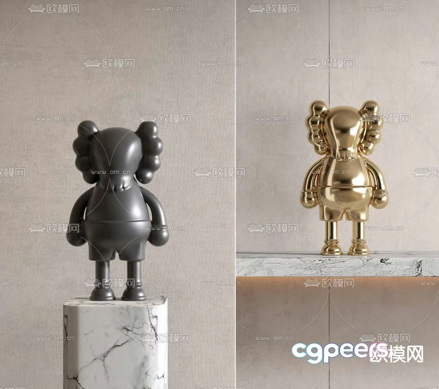 KAWS sculpture figure trendy 3d model