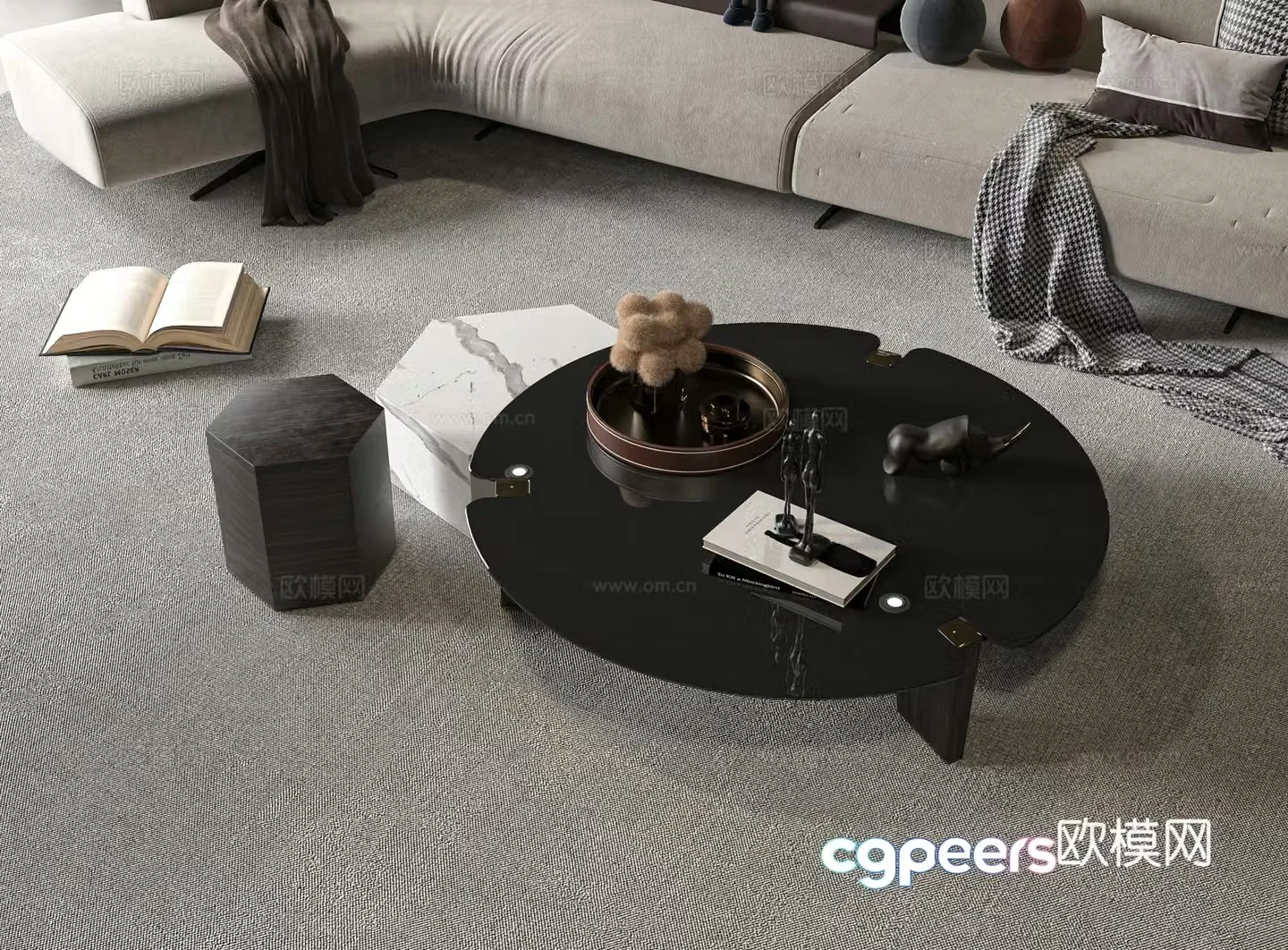 Modern double coffee table 3d model